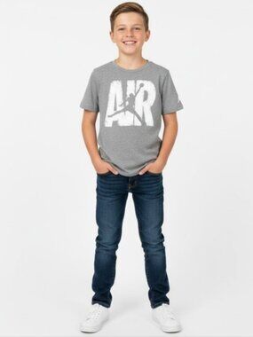 Air Jordan Gray Kids T-Shirt Graphic Logo Boys Size Large 12-13 Years Sporty Top